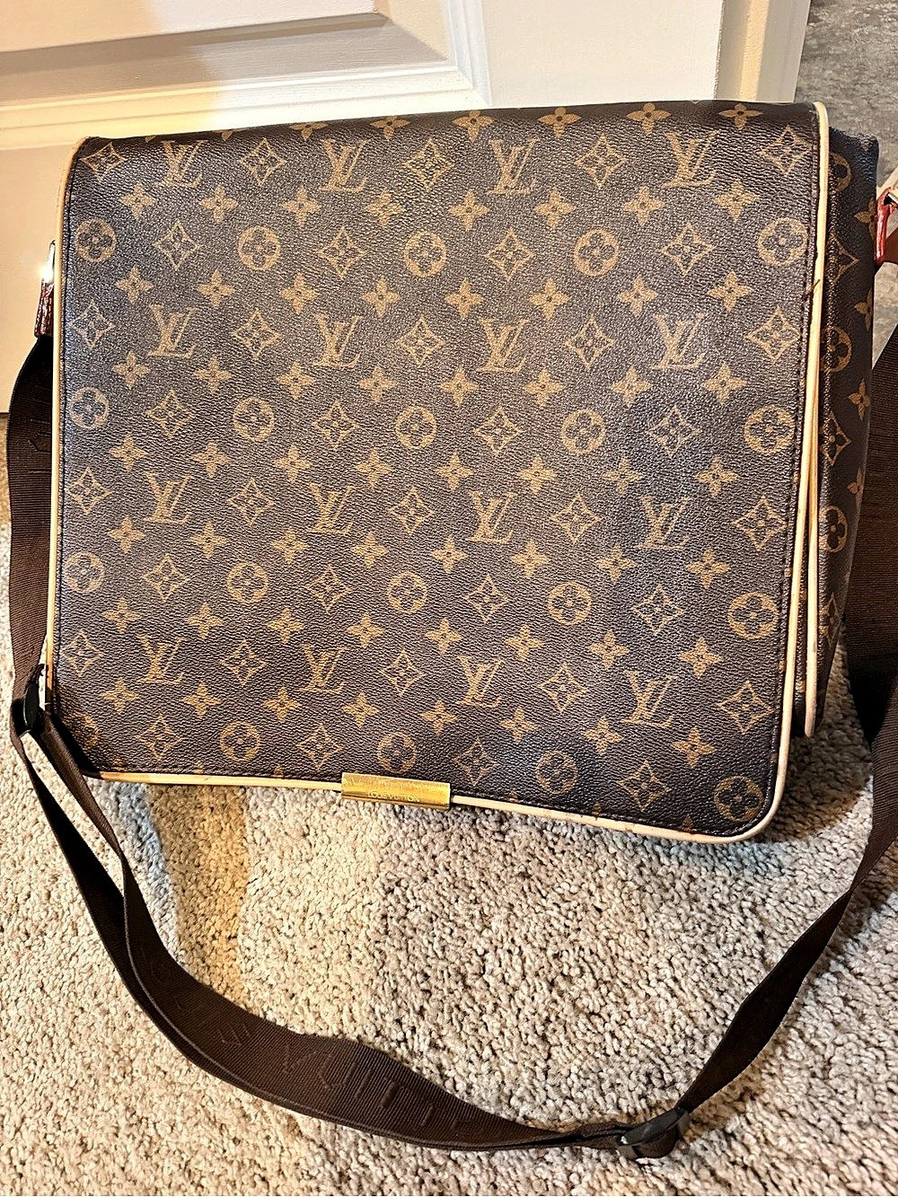 Louis Vuitton Monogram Messenger GM Laptop Messenger Bag Brown & Beige